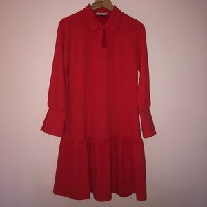 Closet London Red Long Sleeve Dress